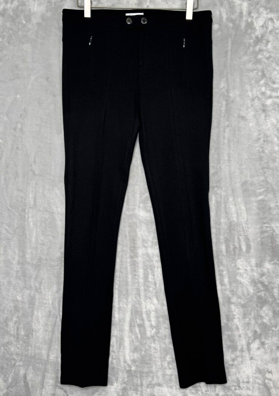 VINCE Pant Womens 6 Black Ponte Knit Skinny Mid Rise Flat Front Pockets Career